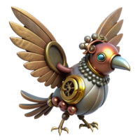 extraordinary classic Steampunk mechanical bird with intricate gears and flapping wings premium png