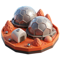 stunning artistic Mars colony habitat, geodesic domes, red Martian landscape, futuristic and pioneering, space exploration concept art, authentic png