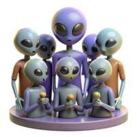extraordinary vintage A group of aliens, with diverse and unusual features, gather for a ceremony, ambient lighting, anthropological style high quality png