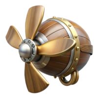 serene rustic Steampunk airship propeller made of polished wood and copper high resolution png