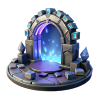 stunning contemporary A hidden portal shimmering with magical energy, surrounded by ancient runes, illuminated by the pulsating light of the portal itself high quality png