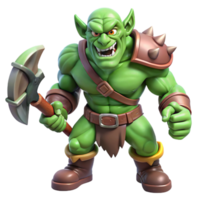vibrant creative A fierce orc warrior wielding a bloodstained battle-axe authentic png