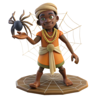 serene artistic A wise Anansi spinning a web of stories, dappled forest lighting, West African folklore style authentic png