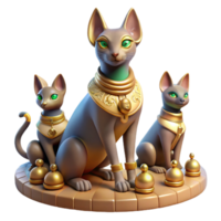 serene abstract A benevolent Egyptian Bastet, the cat goddess, basking in the warm sunlight, surrounded by playful kittens, ancient Egyptian papyrus painting style genuine png