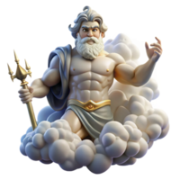 magnificent traditional A powerful Greek Zeus, wielding a thunderbolt, commanding the heavens from Mount Olympus, surrounded by swirling clouds and lightning, classical Greek sculpture style original png