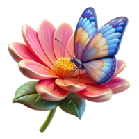 beautiful artistic A delicate butterfly resting on a blooming flower, vibrant colors and intricate wing patterns emphasized, in a macro photography style detailed png