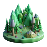 beautiful creative Green Forest Mountains Isolated for Adventure Design original png