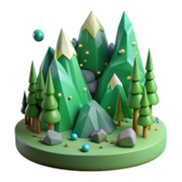 elegant contemporary Green Forest Mountains Isolated for Adventure Design high quality png