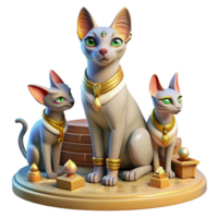 magnificent rustic A benevolent Egyptian Bastet, the cat goddess, basking in the warm sunlight, surrounded by playful kittens, ancient Egyptian papyrus painting style authentic png