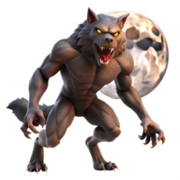 wonderful abstract A ferocious werewolf transforming under a full moon, dramatic silhouette lighting, horror style exclusive png