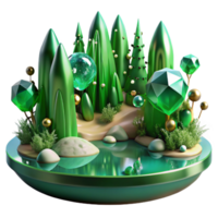 serene minimalist Green Forest Reflection in Water Isolated high quality png