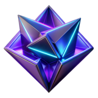 impressive vintage Fractured geometric shapes in shades of deep violet and electric blue, with sharp, neon light accents, in a cyberpunk style high resolution png