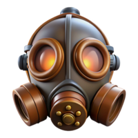 serene rustic Steampunk gas mask with filters and tinted lenses detailed png