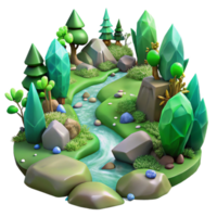 stunning modern Green Forest Stream Rocks Isolated for Realistic Design high resolution png