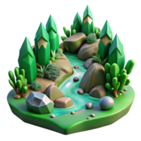 impressive minimalist Green Forest Stream Rocks Isolated for Realistic Design high quality png