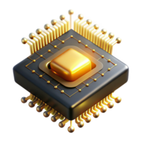 vibrant contemporary A single, levitating microchip emitting binary code as beams of golden light, dark, moody lighting, digital art style genuine png