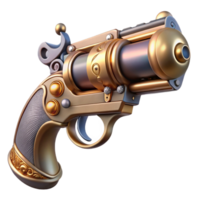 extraordinary artistic Steampunk pistol with ornate engravings and a pearl handle 4K png