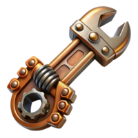 elegant rustic Steampunk wrench with adjustable jaws and intricate engravings high resolution png