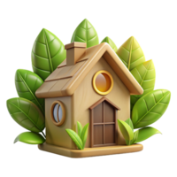 extraordinary contemporary Sustainable eco-house, built with natural materials, sunlight filtering through leaves, warm and inviting, environmentally conscious style, original png
