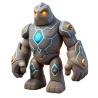 magnificent rustic A towering stone golem with glowing runes carved into its body authentic png