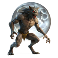 serene contemporary A fierce Skinwalker transforming under a full moon, dramatic silhouette lighting, Native American art style authentic png