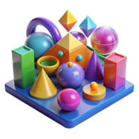 stunning contemporary A field of colorful, geometric shapes, with a bright, playful lighting, in a pop art style authentic png
