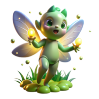 vibrant abstract A playful sprite with wings of pure light, dancing among a field of glowing, magical flowers, illuminated by the soft glow of fireflies genuine png