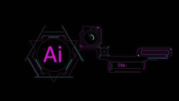 Animation of infographics about AI and interaction with Chatbot. video