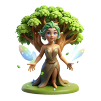 stunning rustic A beautiful dryad emerging from an ancient oak tree, dappled with sunlight, in a dreamy, Impressionist style professional png