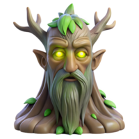 serene abstract A wise old tree spirit with glowing eyes, nestled within the heart of a ancient forest, soft ethereal lighting, fantasy art style genuine png