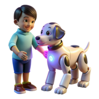 extraordinary abstract A robotic dog interacting with a child, illuminated by warm, natural light, heartwarming style 4K png