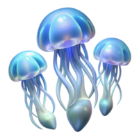 magnificent rustic A group of luminous jellyfish gracefully drifting through a dark ocean, bioluminescent glow providing the only light, in an abstract, ethereal style professional png