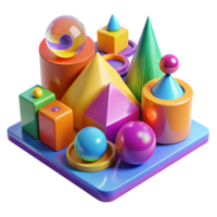 dramatic artistic A field of colorful, geometric shapes, with a bright, playful lighting, in a pop art style high resolution png
