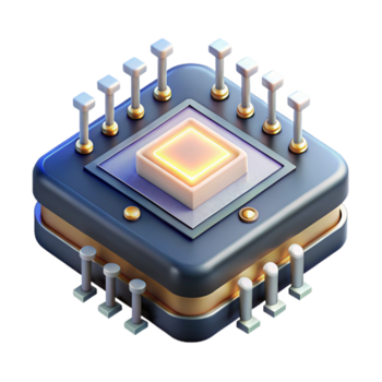 sereno moderno un' avvicinamento di un' futuristico microchip, intricato circuiteria e raggiante transistor, illuminato di microscopico illuminazione, tecnico illustrazione stile professionale png