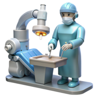 elegant contemporary A robotic surgeon performing a delicate operation, illuminated by the sterile light of an operating room, photorealistic style original png