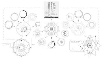 Monochrome animated infographic schema about AI in business processes. video