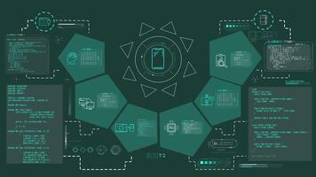 AI smartphone features in infographic schema on alpha channel. video