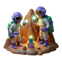beautiful abstract A group of astronauts explore a cave on an alien planet, using glowing flashlights, ambient lighting, realistic style premium png