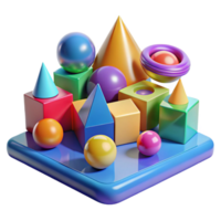 magnificent artistic A field of colorful, geometric shapes, with a bright, playful lighting, in a pop art style genuine png