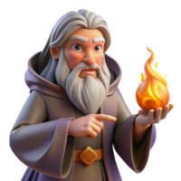 vibrant creative A wise old wizard with a long, flowing beard of woven starlight, holding a mystical orb pulsing with arcane energy, bathed in the warm glow of a magical fire high quality png