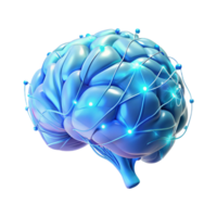vibrant artistic A holographic projection of a human brain, neural pathways firing in a complex dance of light, illuminated by cool blue light, scientific style authentic png