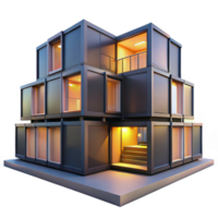 vibrant traditional Prefabricated modular housing units stacked in a unique configuration, urban setting, sunset lighting, modern style exclusive png