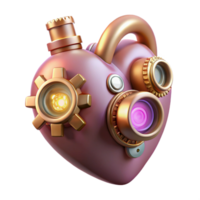 impressive modern Steampunk heart with gears, pipes, and glowing valves original png