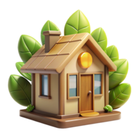 wonderful abstract Sustainable eco-house, built with natural materials, sunlight filtering through leaves, warm and inviting, environmentally conscious style, professional png