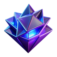 beautiful minimalist Fractured geometric shapes in shades of deep violet and electric blue, with sharp, neon light accents, in a cyberpunk style premium png
