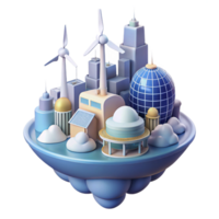 impressive contemporary A futuristic city floating among the clouds, powered by wind turbines and solar panels, soft, pastel lighting, utopian style authentic png