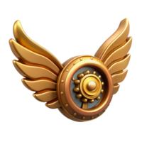 magnificent rustic Steampunk wing icon with intricate clockwork mechanisms and a brass finish authentic png