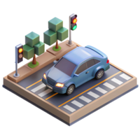 impressive classic A self-driving car navigating a busy intersection, realistic lighting and textures, photorealistic style detailed png