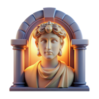 serene abstract A stoic Roman Janus, the two-faced god, guarding a gateway, illuminated by the soft light of dawn, Roman mosaic style detailed png