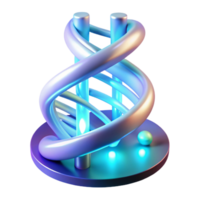 wonderful abstract A DNA strand spiraling through a digital landscape, glowing with bioluminescent light, illuminated by soft neon light, abstract style detailed png